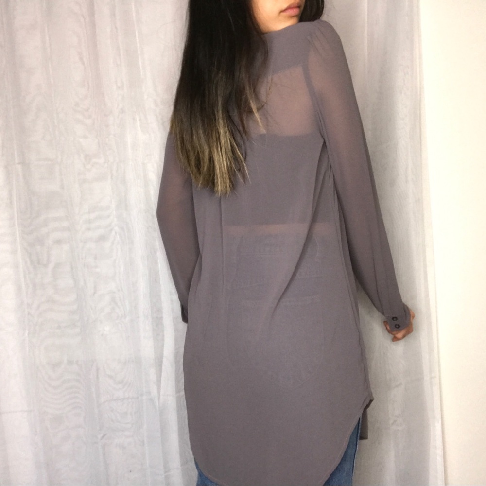 SOLD Frenchi sheer button up blouse - Picture 5 of 9